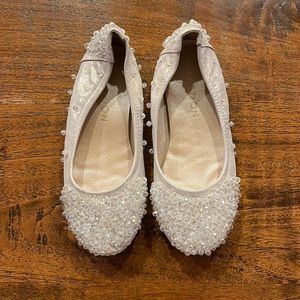 White Crystal Studded Ballet Flats